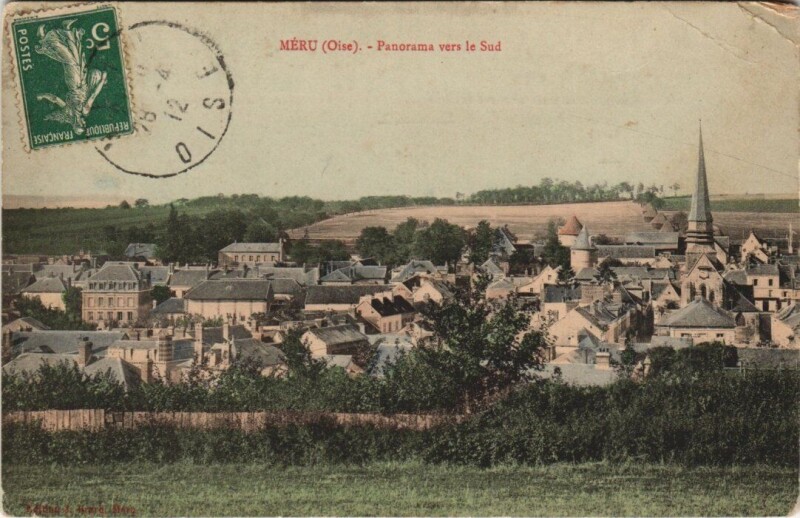 Carte postale ancienne Meru - Panorama vers le Sud à Méru