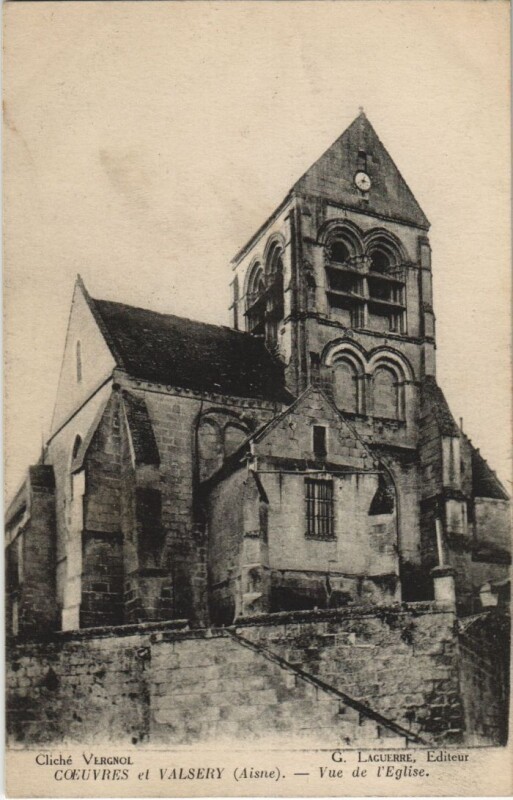 Carte postale ancienne Coeuvres et Valsery - Vue de l'Eglise à Coeuvres-et-Valsery