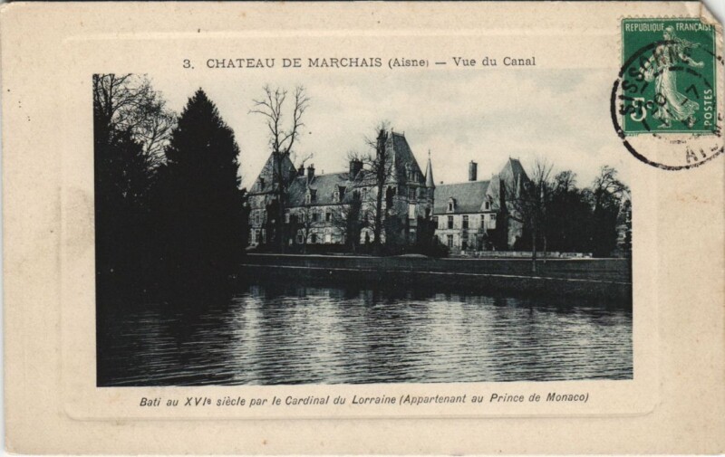 Carte postale ancienne Marchais - Chateau de Marchais - Vue du Canal à Marchais