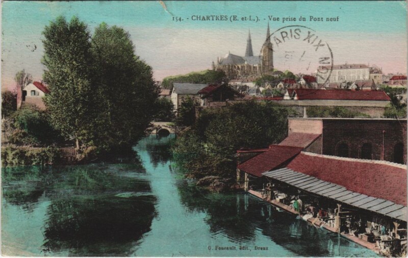 Carte postale ancienne Chartres - Vue prise du Pont neuf à Chartres