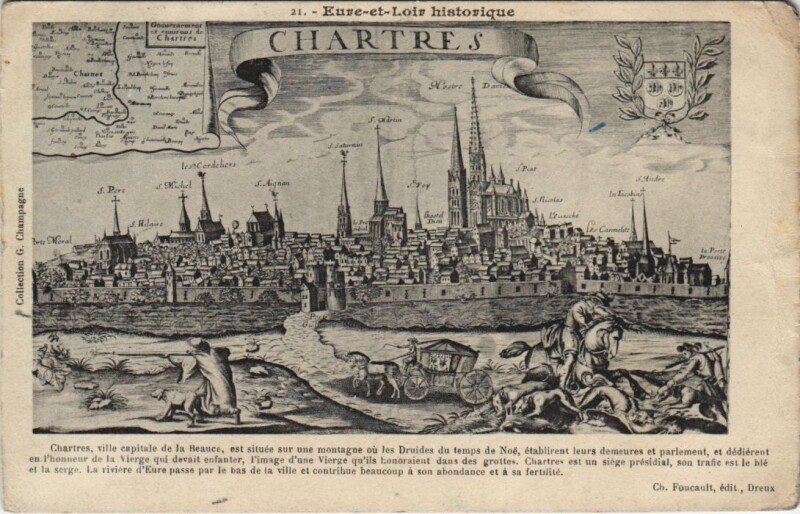 Carte postale ancienne Eure-et-Loir historique - Chartres ville capitale de la Beauce.. à Chartres