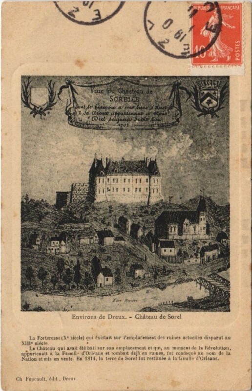 Carte postale ancienne Environs de Dreux - Chateau de Sorel à Dreux