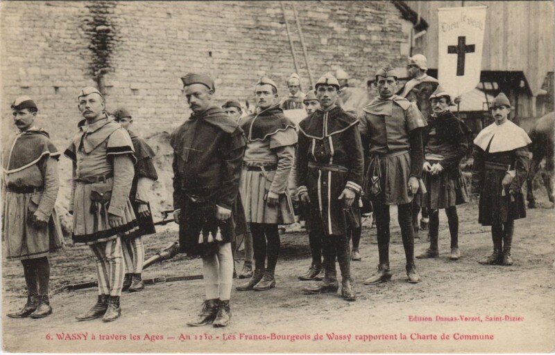 Carte postale ancienne Wassy á travers les Ages - Francs-Bourgeois, la charte de Commune à Bourg