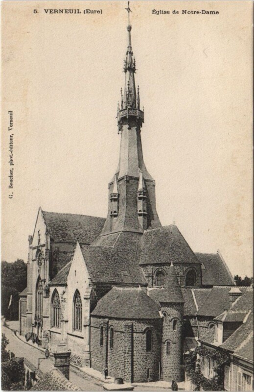 Carte postale ancienne Verneuil-Eglise de Notre Dame