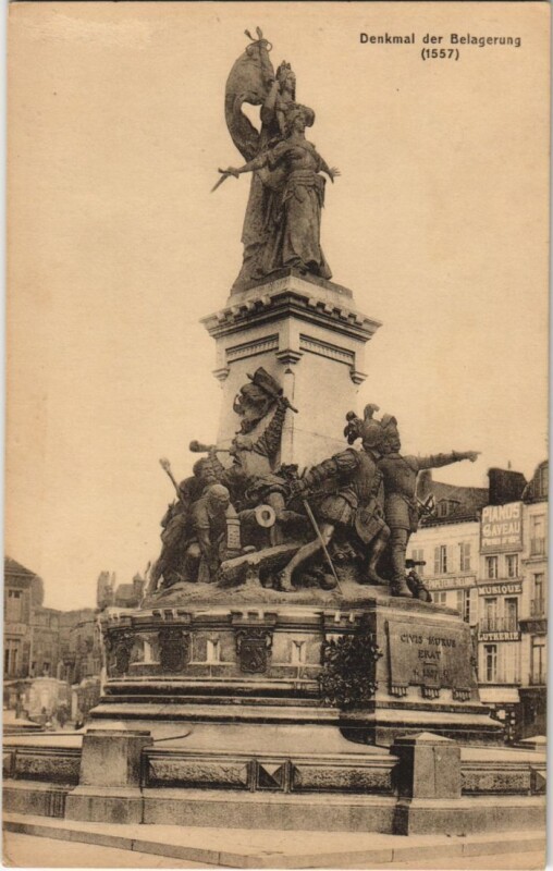 Carte postale ancienne Saint Quentin- Denkmal der Belagerung France à Saint-Quentin