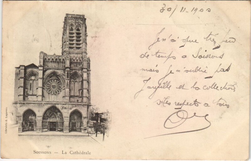 Carte postale ancienne Soissons- La Cathedrale France à Soissons