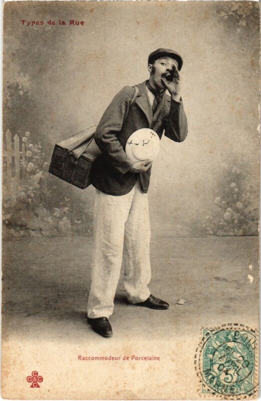 Carte postale ancienne Paris Types de la Rue Raccomodeur de porcelaine