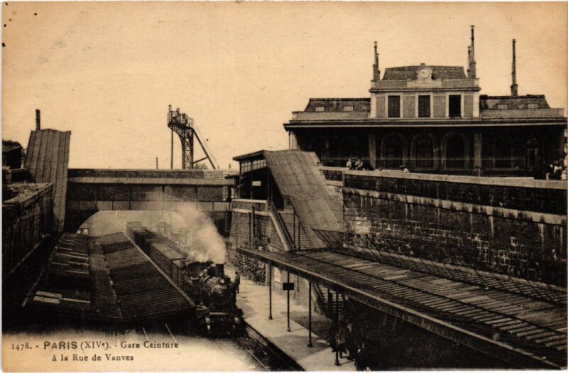 Carte postale ancienne Gare Ceinture à la Rue de Vanves à Paris 14e