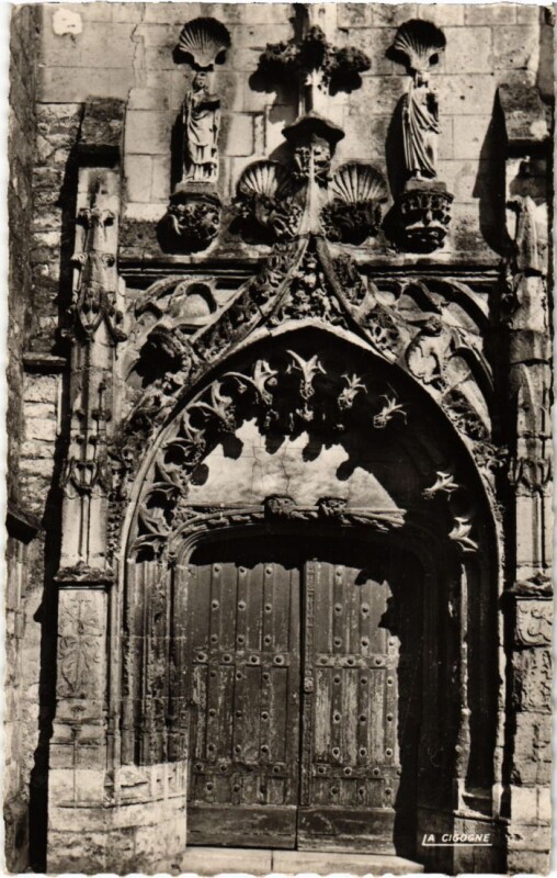 Carte postale ancienne Provins Eglise Saint-Croix le portail à Provins