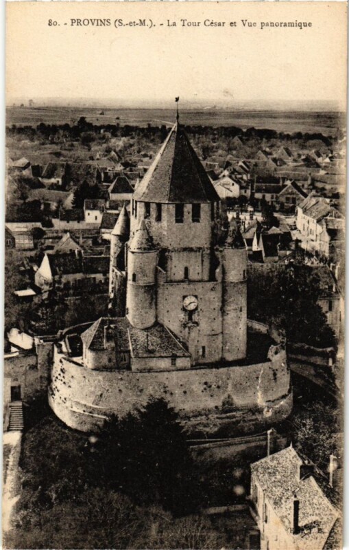 Carte postale ancienne Provins Tour de Cesar et vue panoramique à Provins