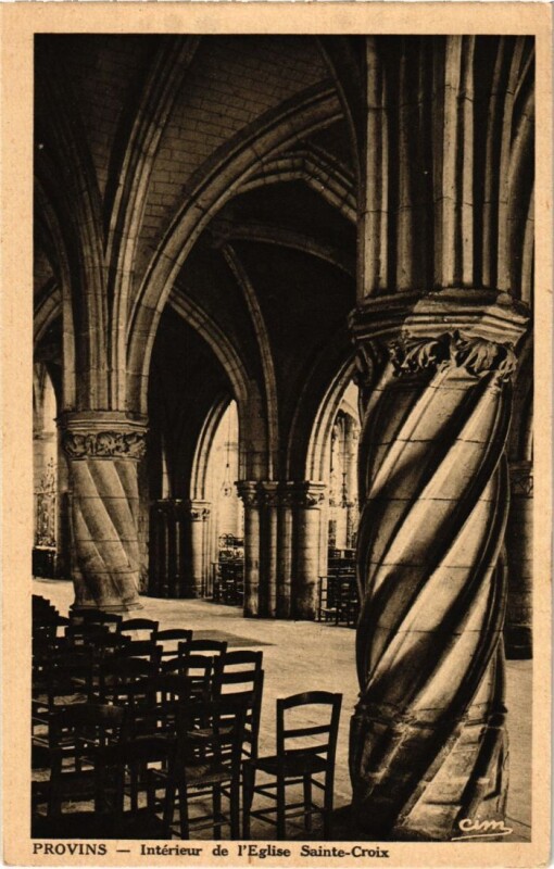 Carte postale ancienne Provins Interieur de l'Eglise Sainte-Croix à Provins