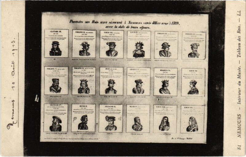 Carte postale ancienne Nemours Interieur du Musee Tableau des Rois à Nemours
