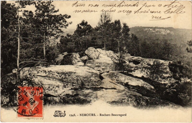 Carte postale ancienne Nemours Rochers Beauregard à Nemours