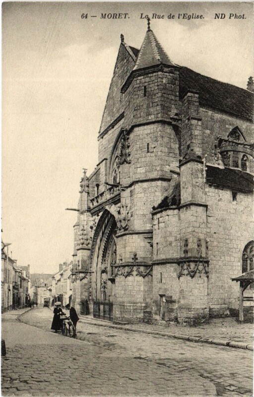 Carte postale ancienne Moret sur Loing Rue de l'Eglise