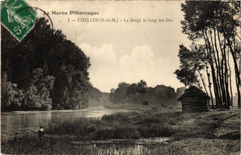 Carte postale ancienne Chelles La Berge le Long des Iles à Chelles