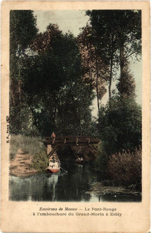 Carte postale ancienne Esbly Le Pont-Rouge a l'Embouchure du Grand-Morin à Esbly