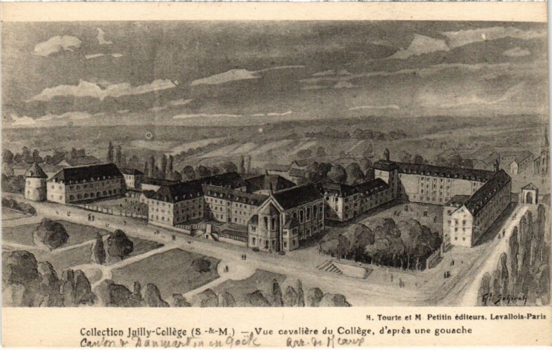 Carte postale ancienne Juilly College - Vue Cavaliere du College d'Apres une Gouache à Juilly