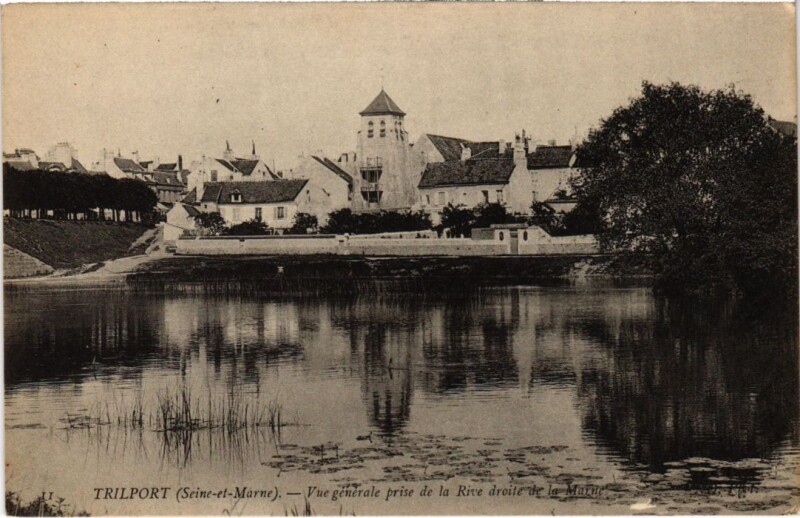Carte postale ancienne Trilport Vue Geenrale prise de la Rive Droite de la Marne à Trilport