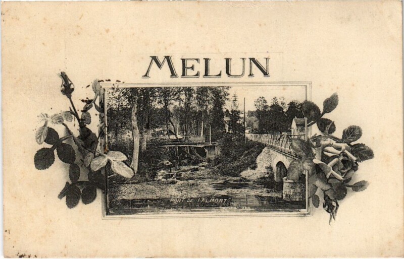 Carte postale ancienne Melun Pont de l'Almont à Melun
