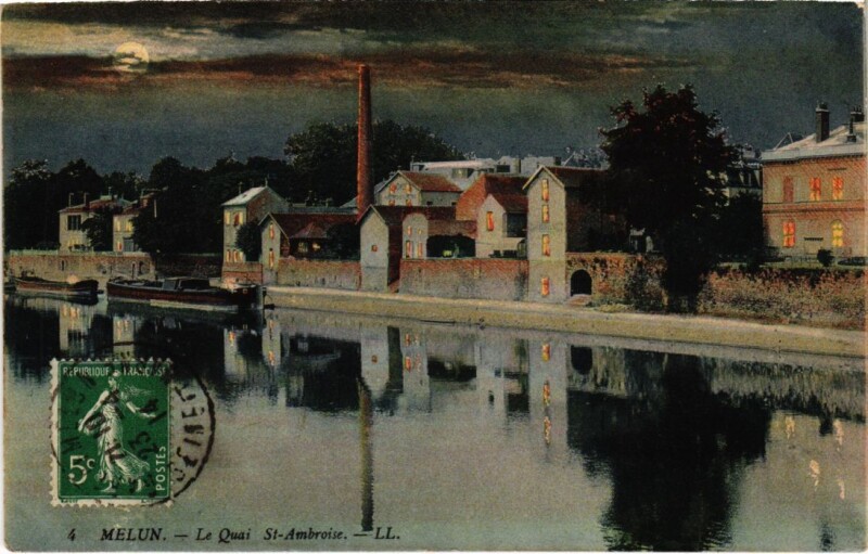 Carte postale ancienne Melun Le Quai Saint-Ambroise à Melun