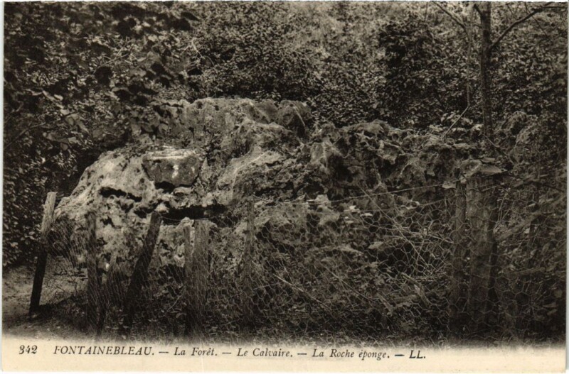Carte postale ancienne Fontainebleau La Foret - Le Calvaire - La Roche Eponge à Fontainebleau