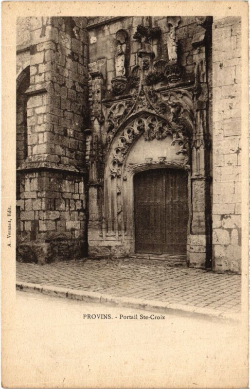 Carte postale ancienne Provins Portail Sainte-Croix à Provins