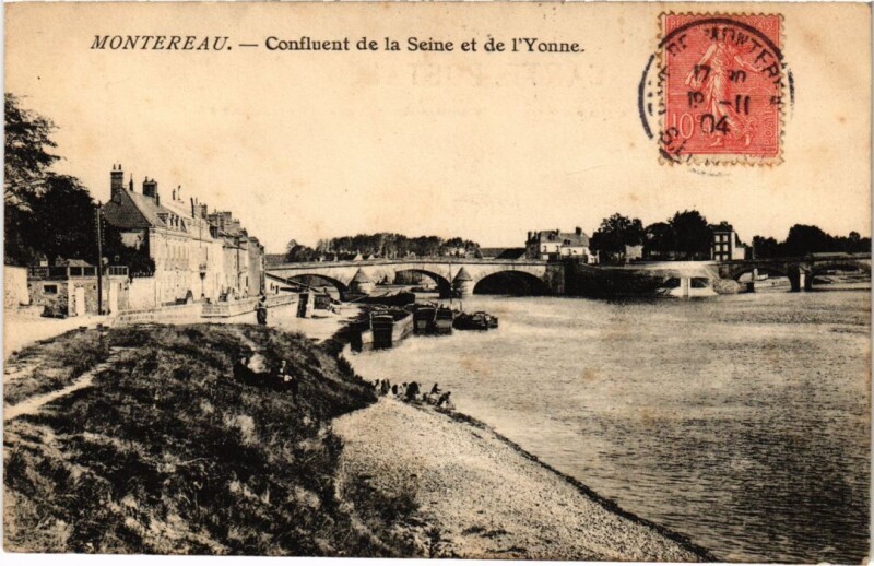 Carte postale ancienne Montereau Confluent de la Seine et de l'Yonne