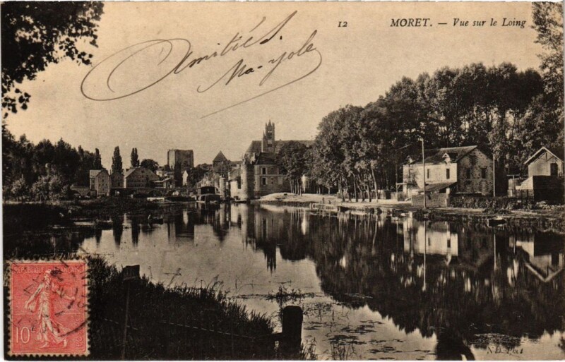 Carte postale ancienne Moret-sur-Loing Vue sur le Loing