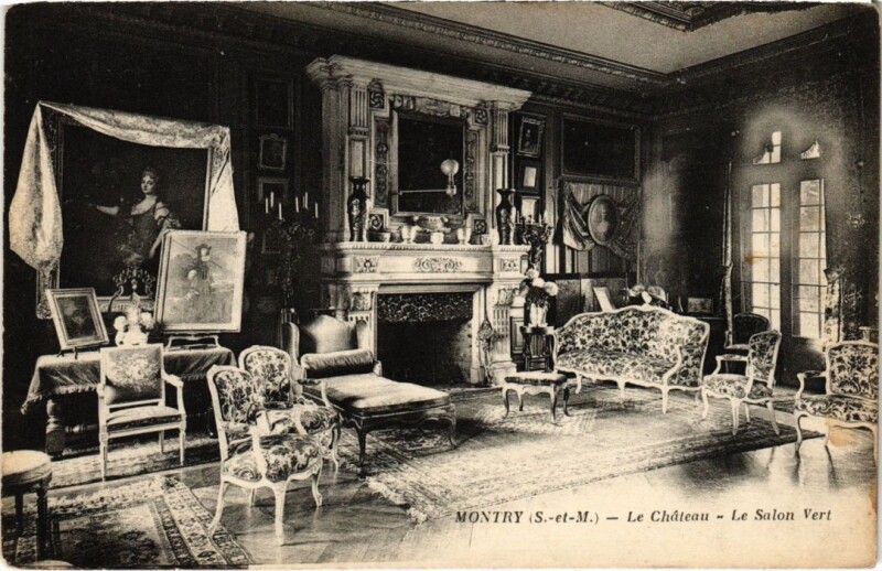 Carte postale ancienne Montry Le Chateau - Le Salon Vert à Montry