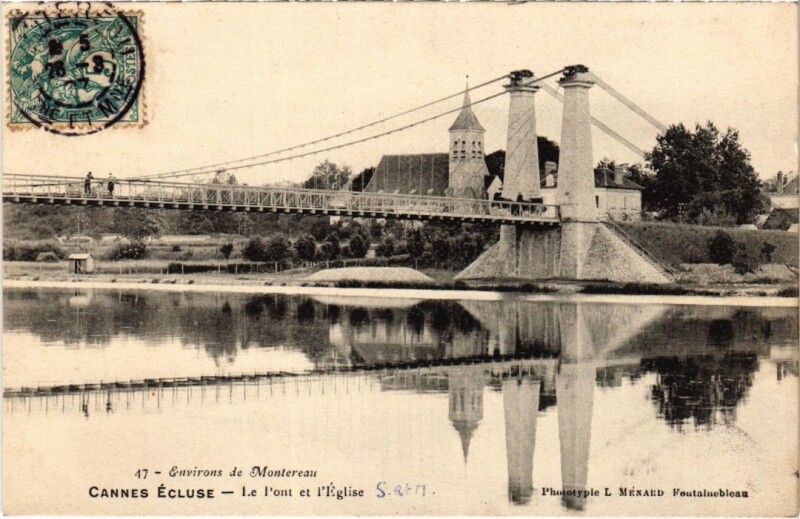Carte postale ancienne Cannes-Ecluse Le Pont et l'Eglise