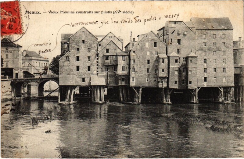 Carte postale ancienne Meaux Vieux Moulins Construits sur Pilotis à Meaux
