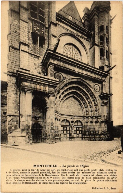 Carte postale ancienne Montereau La Facade de l'Eglise