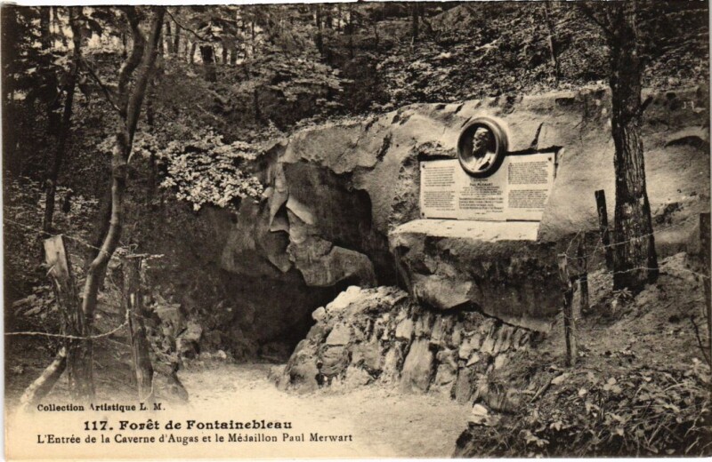 Carte postale ancienne Foret de Fontainebleau - L'Entree de la Caverne d'Augas à Fontainebleau