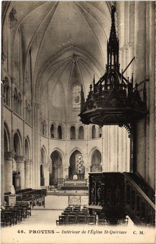 Carte postale ancienne Provins Interieur de l'Eglise Saint-Quiriace à Provins