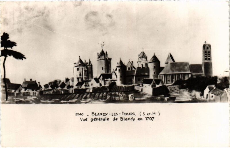 Carte postale ancienne Blandy-les-Tours Vue Generale de Blandy en 1707 à Blandy