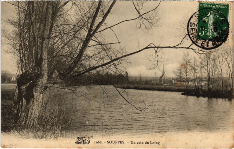 Carte postale ancienne Souppes sur Loing un coin du Loing à Souppes-sur-Loing