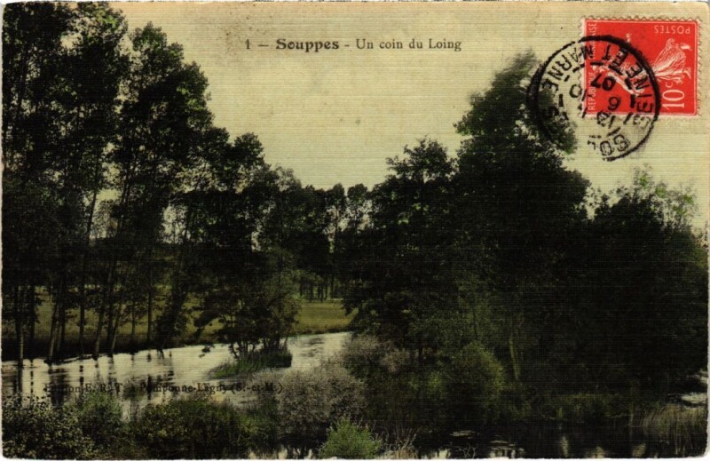 Carte postale ancienne Souppes sur Loing un coin du Loing à Souppes-sur-Loing