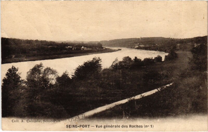 Carte postale ancienne Seine Port vue generale des Roches à Seine-Port