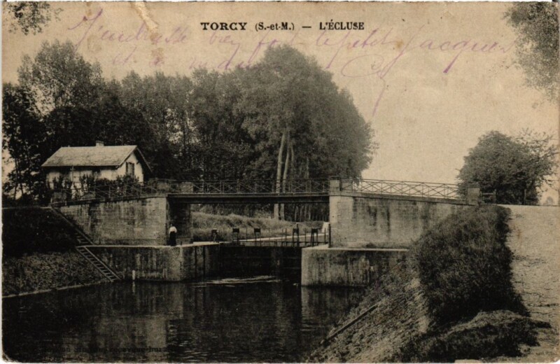 Carte postale ancienne Torcy - L'Ecluse à Vaires-sur-Marne