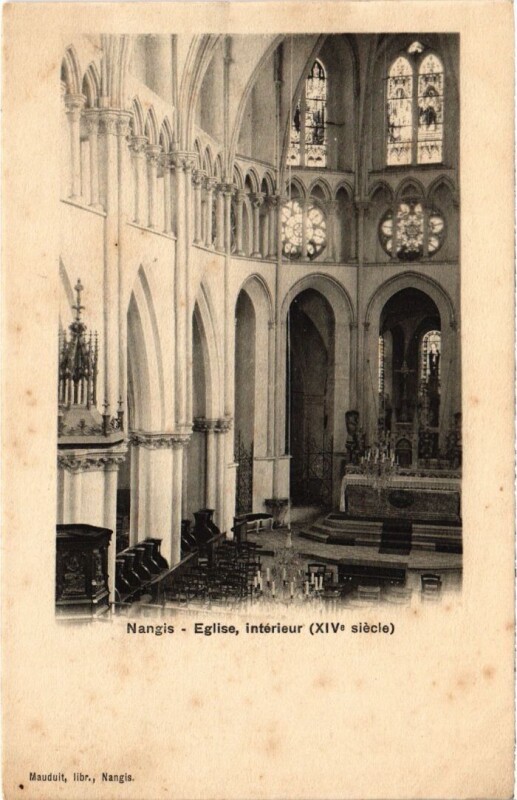 Carte postale ancienne Nangis Interieur de l'Eglise à Nangis