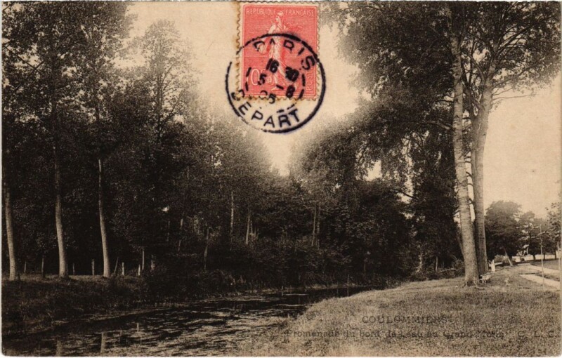 Carte postale ancienne Coulommiers Promenade du bord de l'eau du Grand Morin à Coulommiers
