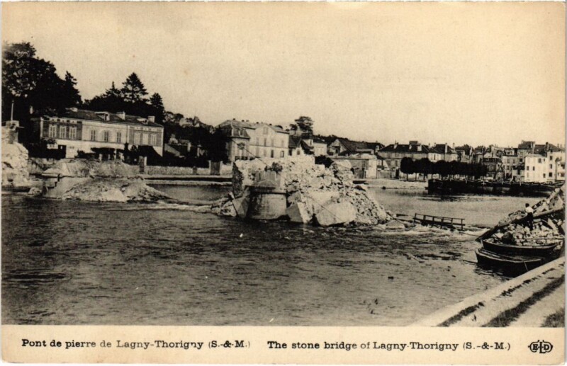 Carte postale ancienne Lagny Pont de Pierre