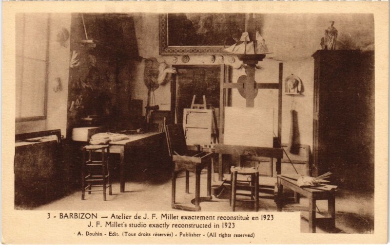 Carte postale ancienne Barbizon Atelier de J. F. Millet exactement reconstitue en 1923 à Barbizon