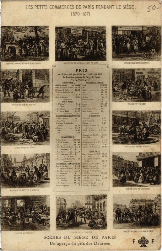 Carte postale ancienne Paris Petits commercants de Paris pendant le Siege 1870-71