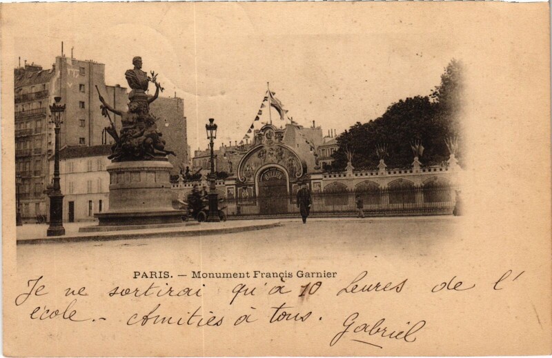 Carte postale ancienne Monument de Francis Garnier à Paris 6e