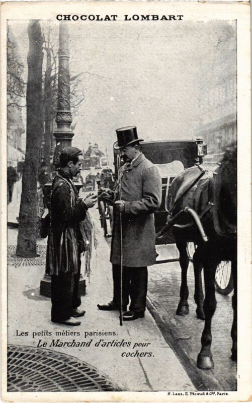 Carte postale ancienne Paris Petits Metiers Le Marchand d'articles pour cochers
