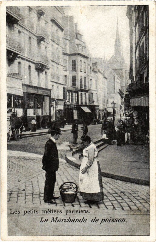 Carte postale ancienne Paris Petits Metiers la marchande de poisson à Paris