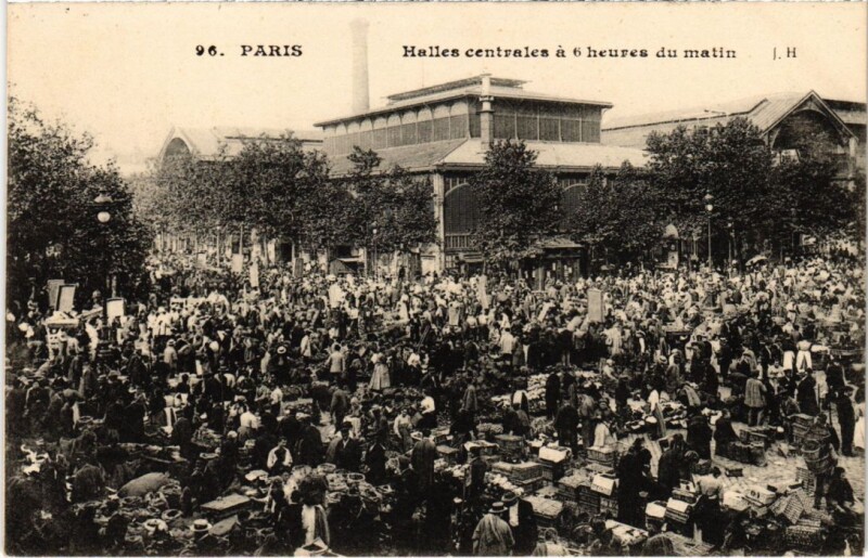 Carte postale ancienne Paris 1e Halles Centrales a 6 heures du matin à Paris 1er