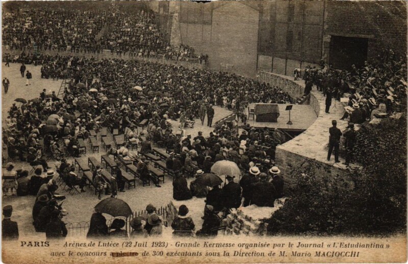 Carte postale ancienne Paris 5e Arenes de Lutece 1923 Grande Kernesse à Paris 5e
