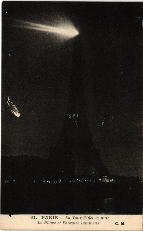 Carte postale ancienne Paris 7e Tour Eiffel par nuit, by night à Paris 7e